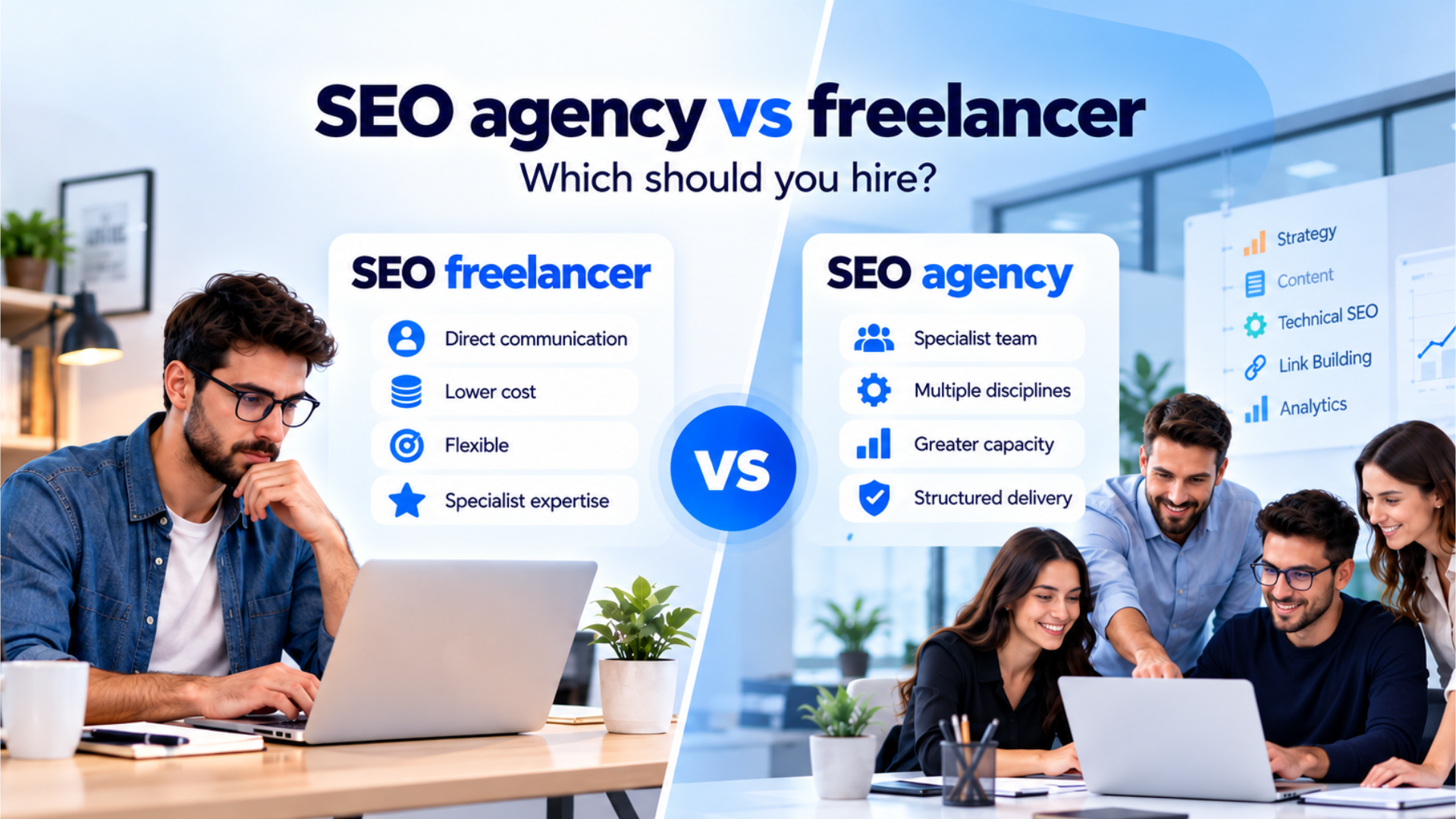 SEO agency vs freelancer: Which should you hire?